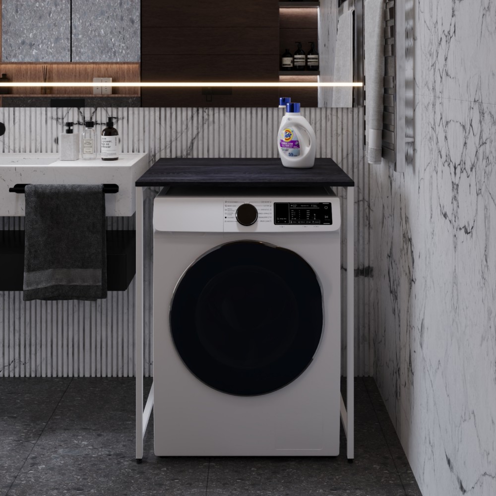 Стеллаж полка Бафрум 401 Ferrum-decor для стиральной машины 90x70,5x60,5 Белый металл ДСП Каштан Арвадонна 16 мм (FRD-107580)