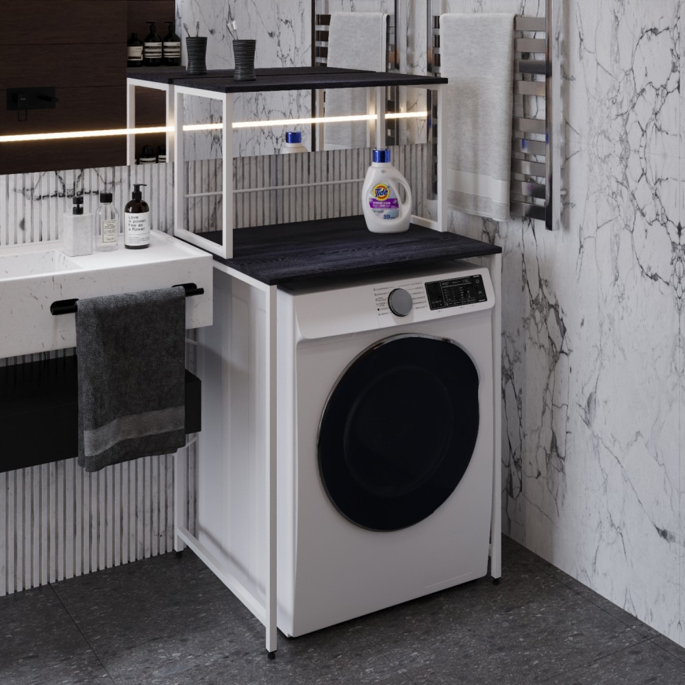 Стелаж-полиця Бафрум 402 Ferrum-decor для пральної машини 133,5x70,5x60,5 Білий метал ДСП Каштан Арвадонна 16 мм (FRD-107590)