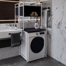 Стелаж-полиця Бафрум 403 Ferrum-decor для пральної машини 178x70,5x60,5 Білий метал ДСП Каштан Арвадонна 16 мм (FRD-107600)