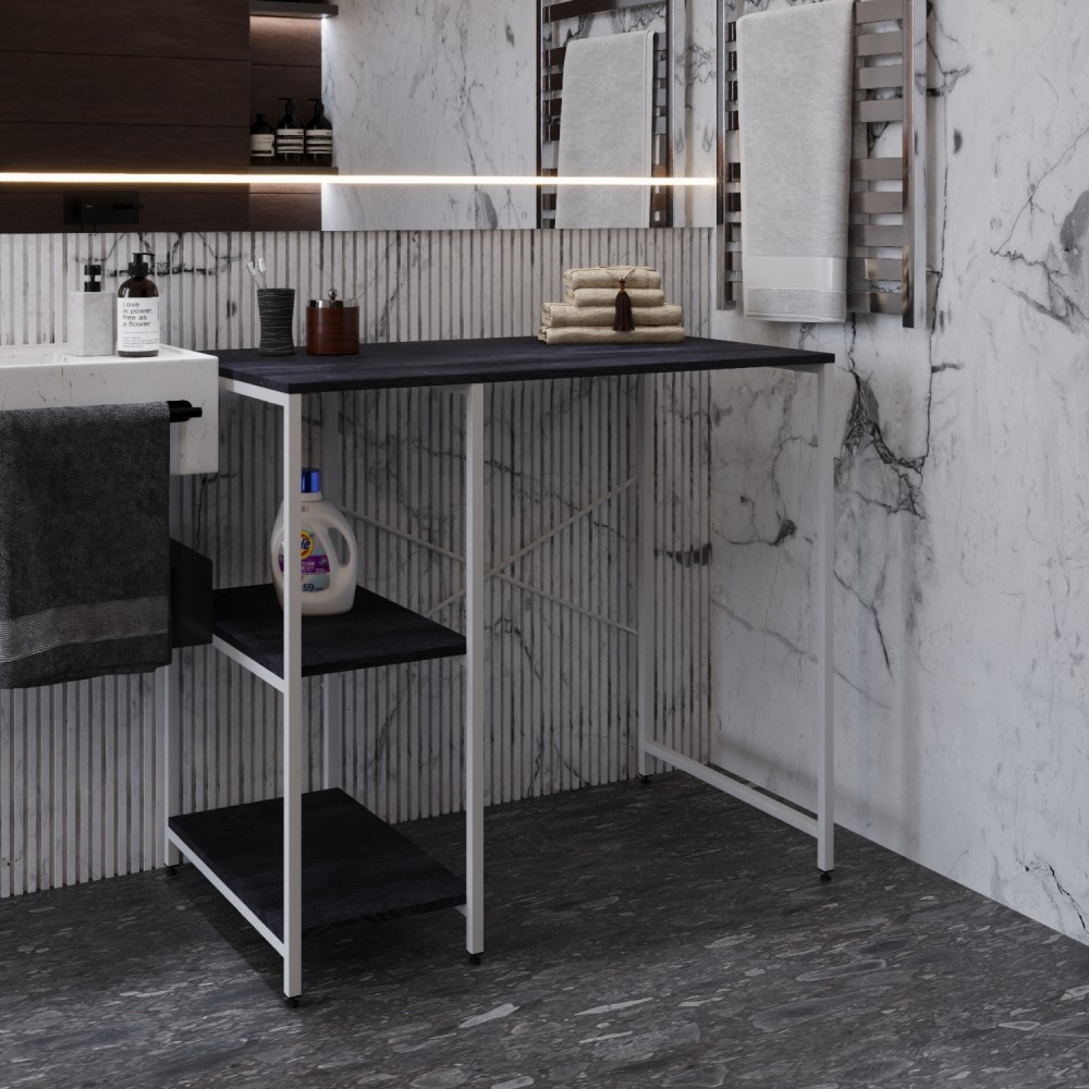 Стелаж-полиця Бафрум 405 Ferrum-decor для пральної машини 90x101x60,5 Білий метал ДСП Каштан Арвадонна 16 мм (FRD-107620)