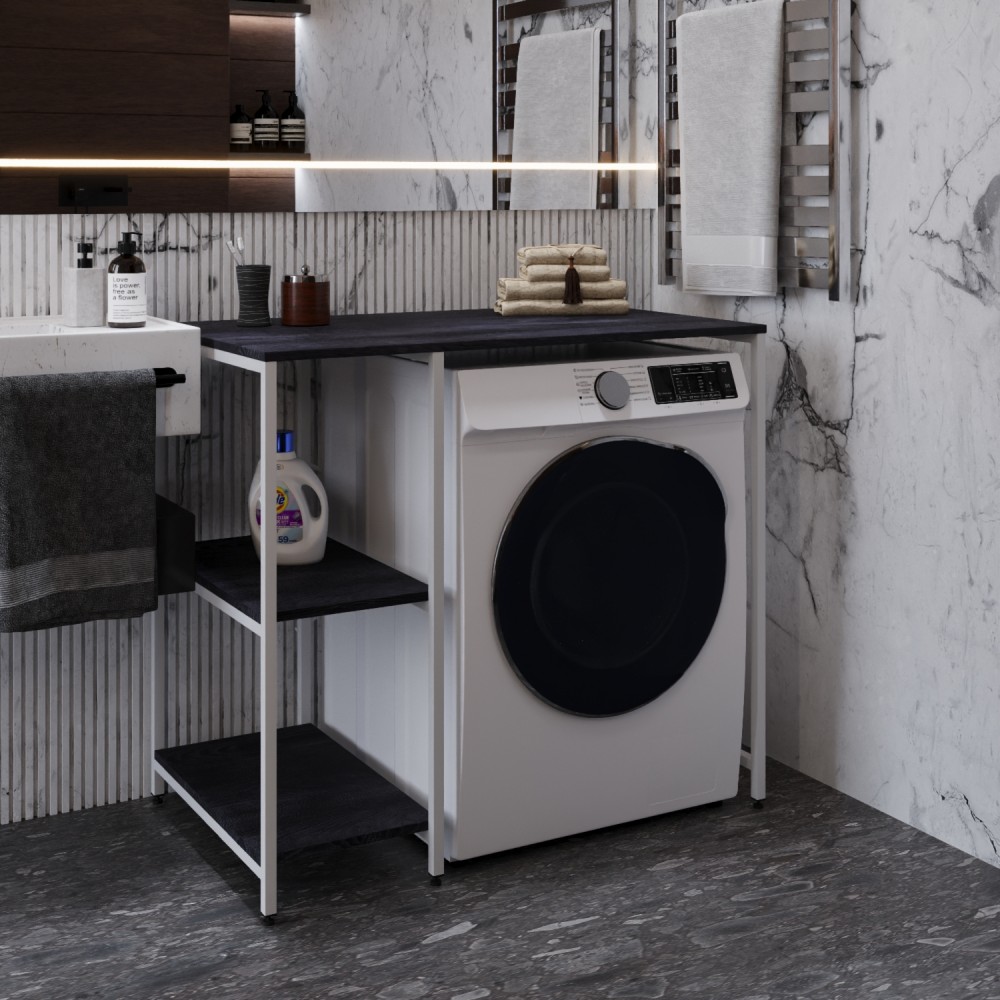 Стелаж-полиця Бафрум 405 Ferrum-decor для пральної машини 90x101x60,5 Білий метал ДСП Каштан Арвадонна 16 мм (FRD-107620)
