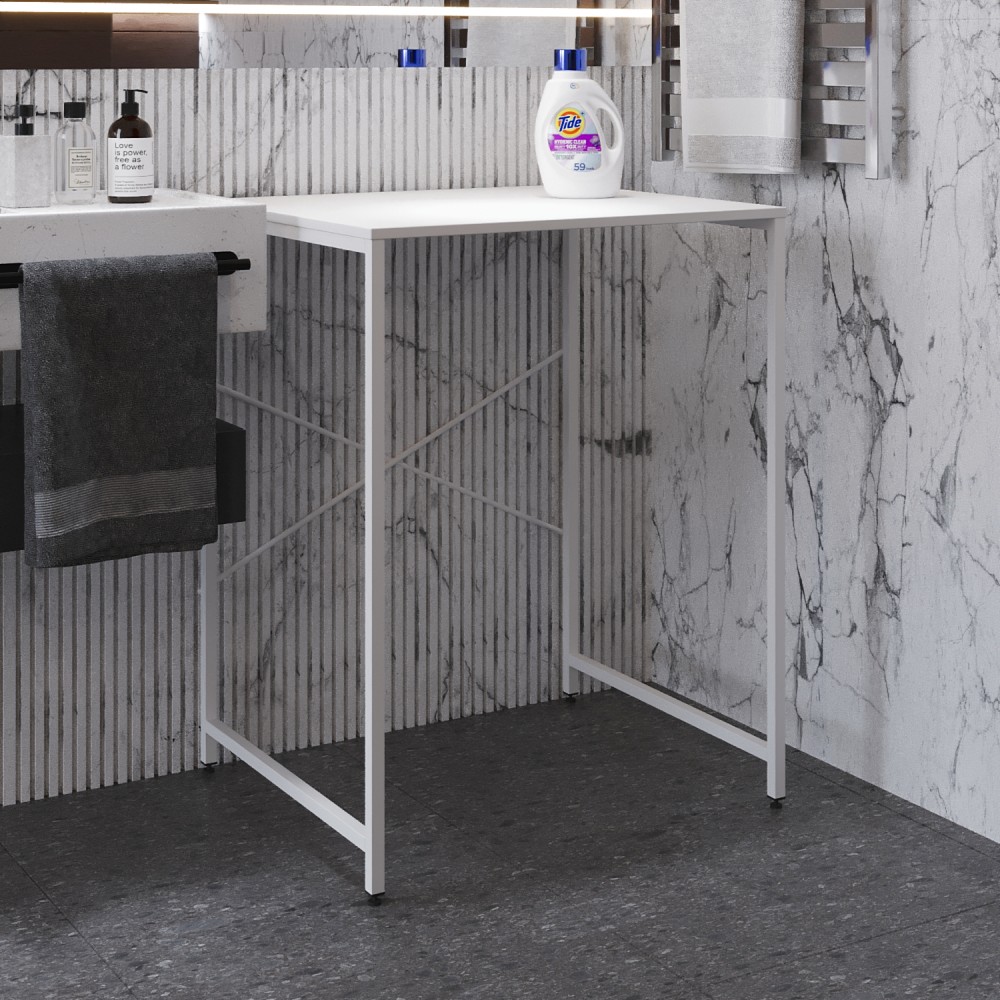 Стеллаж полка Бафрум 401 Ferrum-decor для стиральной машины 90x70,5x60,5 Белый металл ДСП Белый 16 мм (FRD-107360)