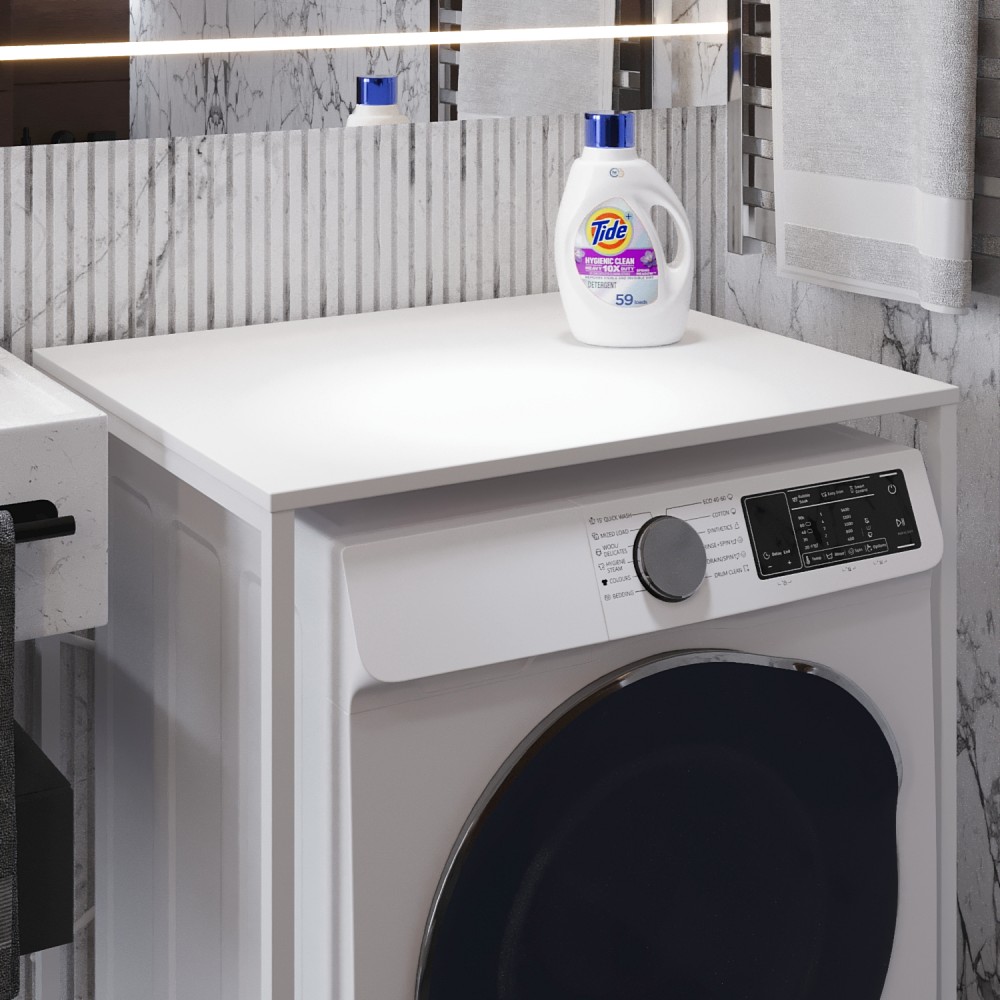 Стеллаж полка Бафрум 401 Ferrum-decor для стиральной машины 90x70,5x60,5 Белый металл ДСП Белый 16 мм (FRD-107360)