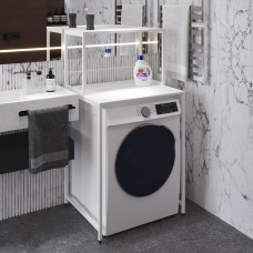 Стеллаж полка Бафрум 402 Ferrum-decor для стиральной машины 133,5x70,5x60,5 Белый металл ДСП Белый 16 мм (FRD-107370)