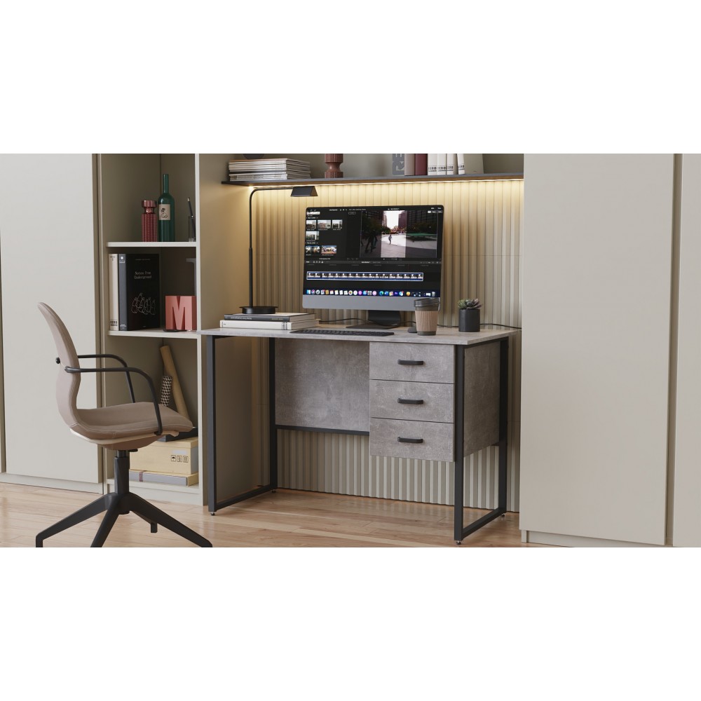 Компьютерный стол Ferrum-decor Гарри 75x140x60 черный ДСП Бетон 32мм (FRD-107310)