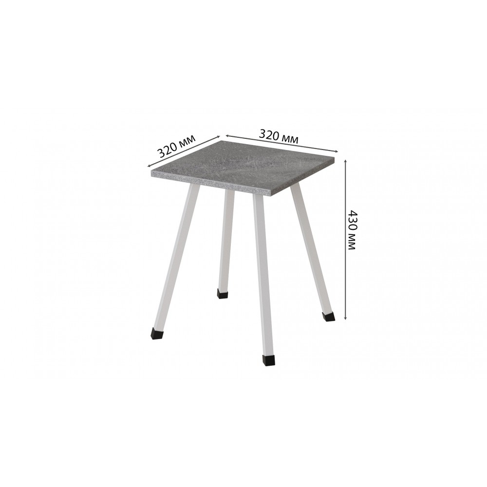 Табурет Ferrum-decor 430x320x320 Білий метал ДСП Бетон 16 мм (FRD-106920)