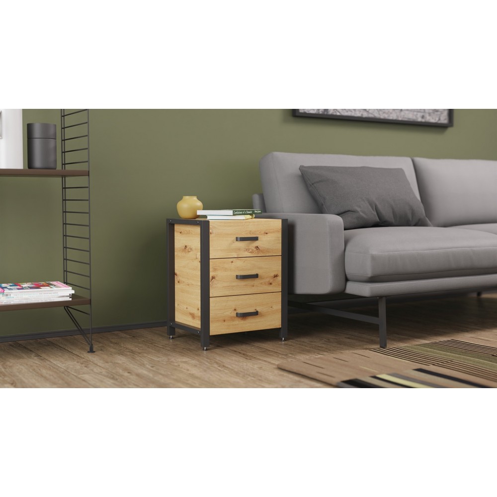 Тумба универсальная Ferrum-decor Вивьен 3 50x41x40 черный ДСП Дуб Артизан 16мм (FRD-106870)