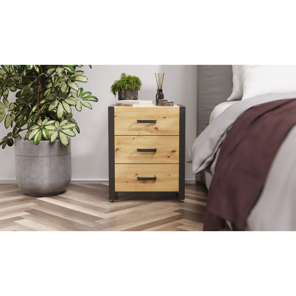 Тумба универсальная Ferrum-decor Вивьен 3 50x41x40 черный ДСП Дуб Артизан 16мм (FRD-106870)