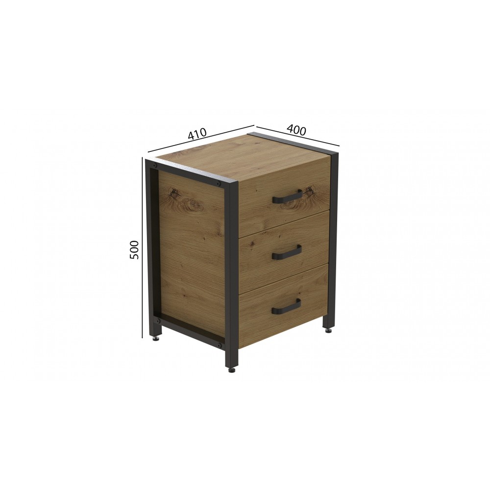 Тумба универсальная Ferrum-decor Вивьен 3 50x41x40 черный ДСП Дуб Артизан 16мм (FRD-106870)