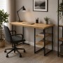 Стол письменный Кевин Ferrum-decor 75x140x60 Черный металл ДСП Дуб Евок Прибрежный 32 мм (FRD-108060)
