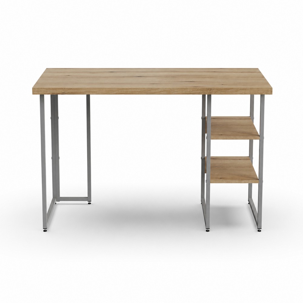 Стол письменный Кевин Ferrum-decor 75x140x70 Серый металл ДСП Дуб Евок Прибрежный 32 мм (FRD-108080)