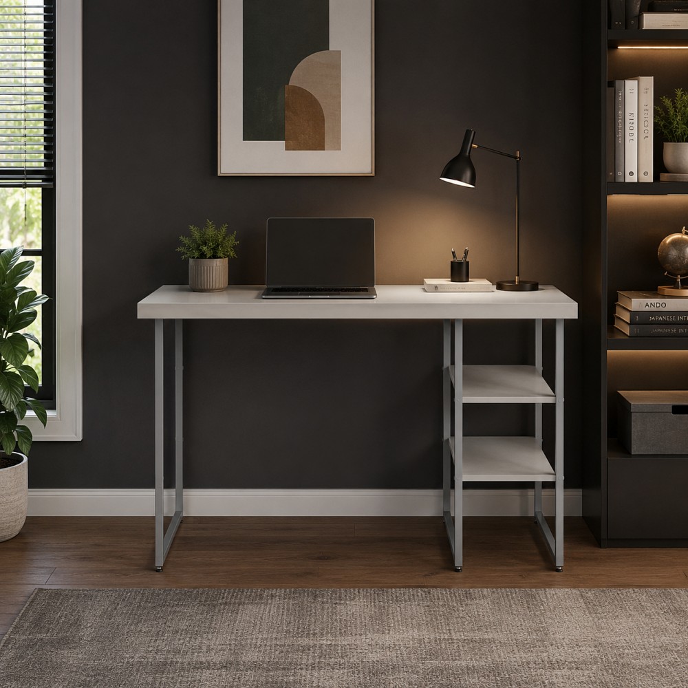 Стол письменный Кевин Ferrum-decor 75x100x70 Серый металл ДСП Кашемир 32 мм (FRD-108140)