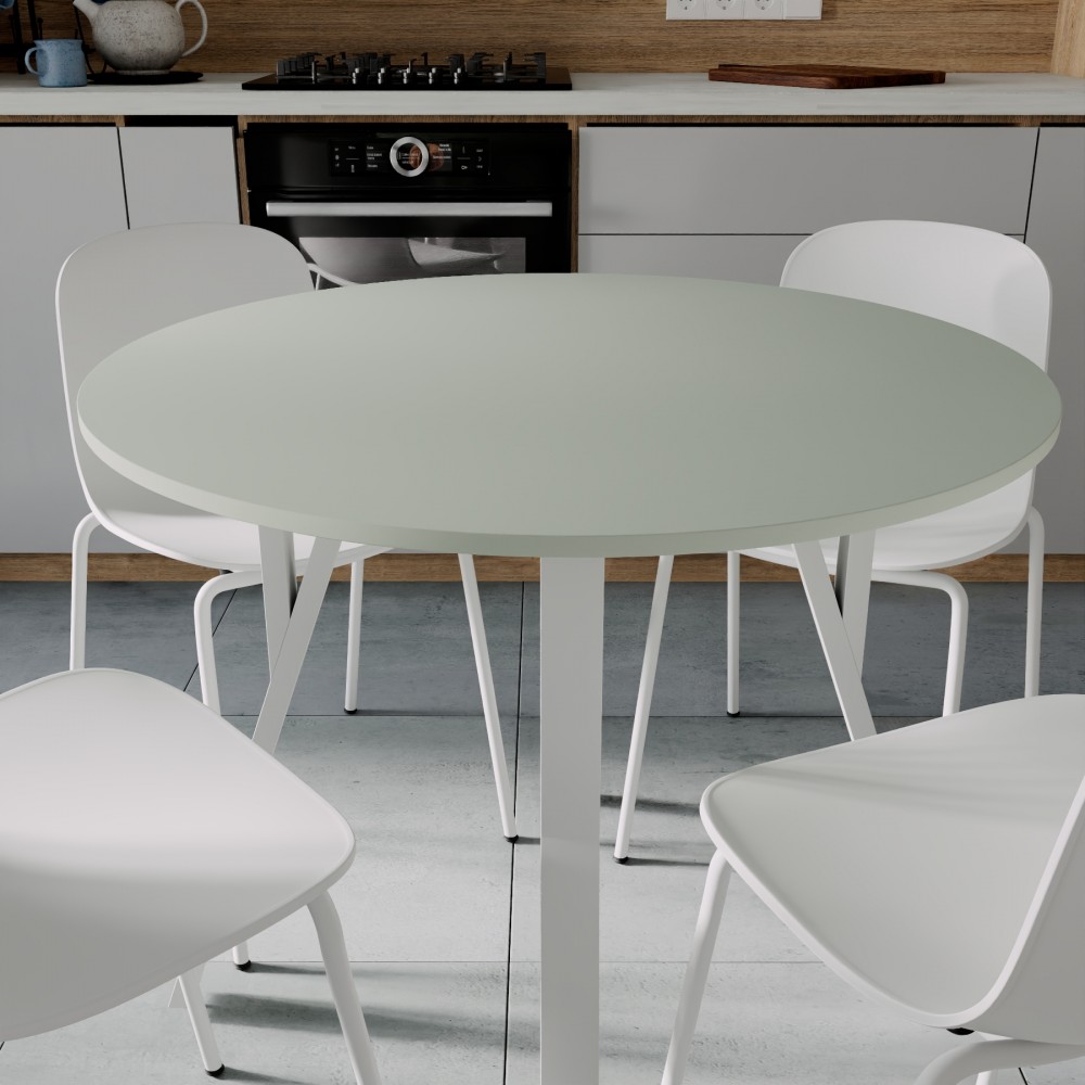Стол круглый MARSI 4 870-4 ноги на конус Ferrum-decor 750x870x870 Белый металл ДСП Кашемир 16 мм (FRD-107530)