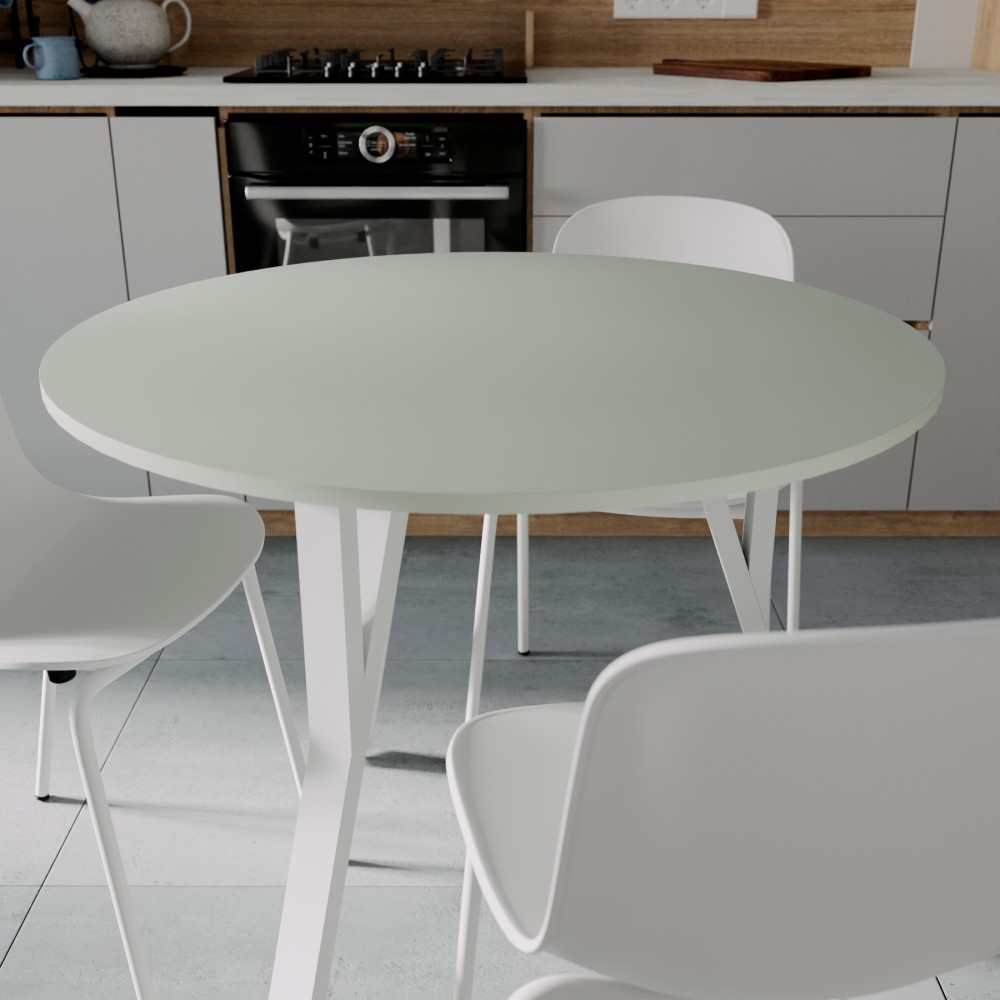 Круглий стіл MARSI 3 870-3 Ferrum-decor 750x870x870 Білий метал ДСП Кашемір 16 мм (FRD-107520)