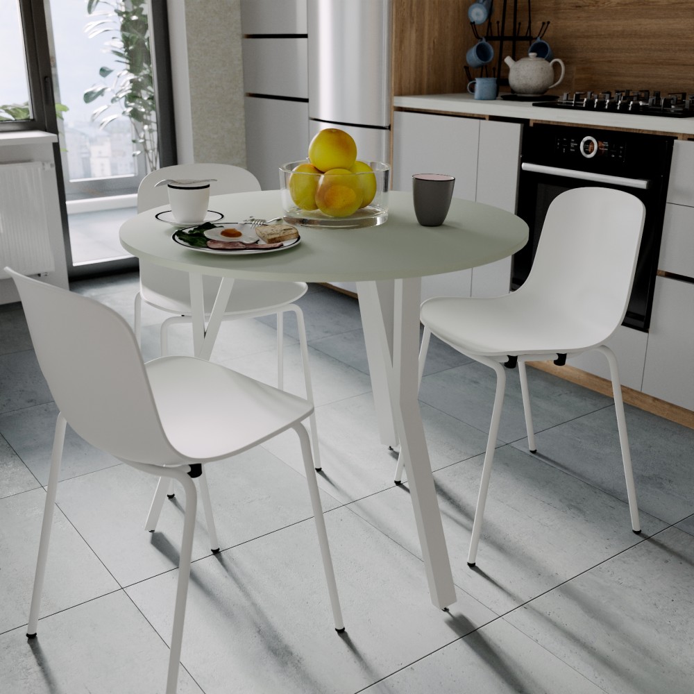 Круглий стіл MARSI 3 870-3 Ferrum-decor 750x870x870 Білий метал ДСП Кашемір 16 мм (FRD-107520)