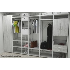 Шафа Гардероб Уні секція 3 серії Конект Ferrum-decor 220x60x50 см Білий метал ДСП Бетон 32 мм (FRD-106890)