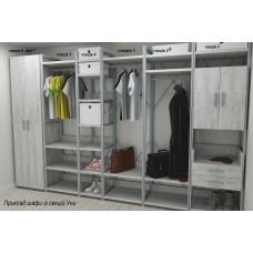 Шафа Гардероб Уні секція 4 серії Конект Ferrum-decor 220x40x50 см Сірий метал ДСП Бетон 32 мм (FRD-106900)