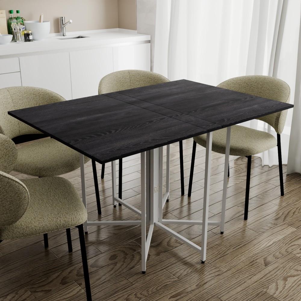 Стол раскладной трансформер книжка Морис 3 Ferrum-decor 75x130x90 Белый металл ДСП Каштан Арвадонна 16 мм (FRD-107510)