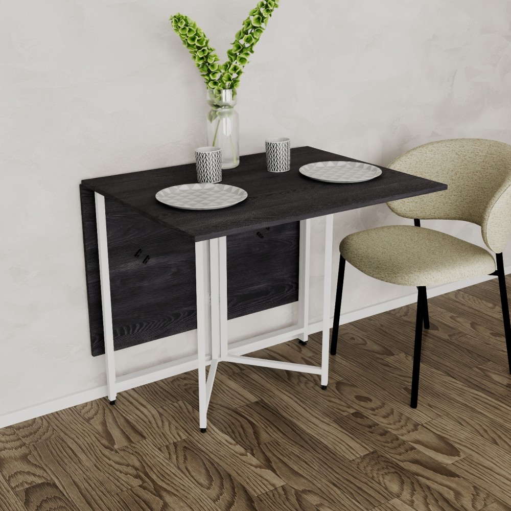 Стол раскладной трансформер книжка Морис 3 Ferrum-decor 75x130x90 Белый металл ДСП Каштан Арвадонна 16 мм (FRD-107510)