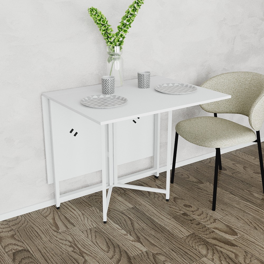 Стол раскладной трансформер книжка Морис 3 Ferrum-decor 75x130x90 Белый металл ДСП Белый 16 мм (FRD-107420)