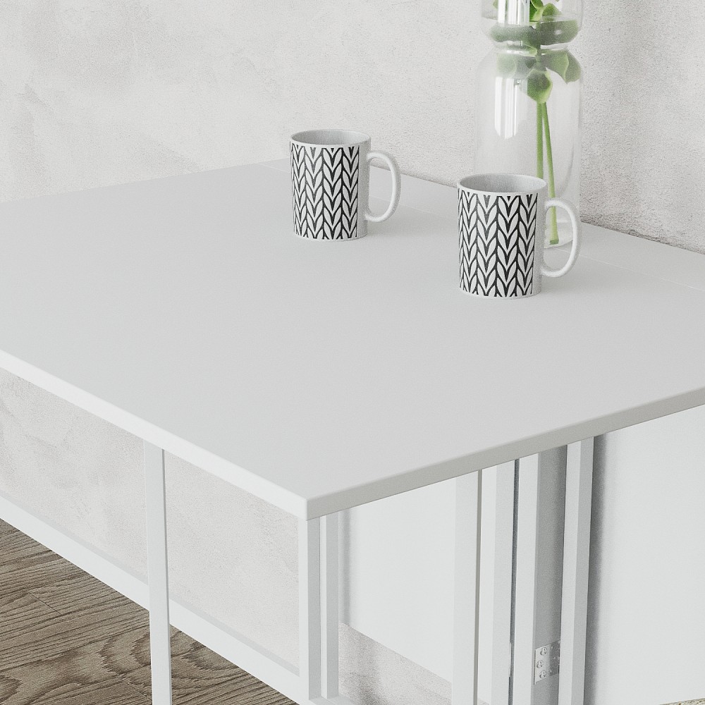Стол раскладной трансформер книжка Морис 3 Ferrum-decor 75x130x90 Белый металл ДСП Белый 16 мм (FRD-107420)