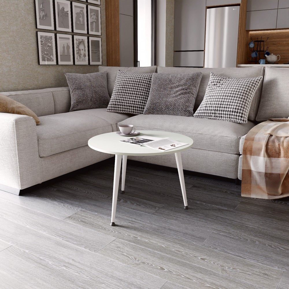 Журнальний круглий стіл OPTIMA 1 ніжки конусні Ferrum-decor 450x670x670 Білий метал ДСП Кашемір 16 мм (FRD-107540)