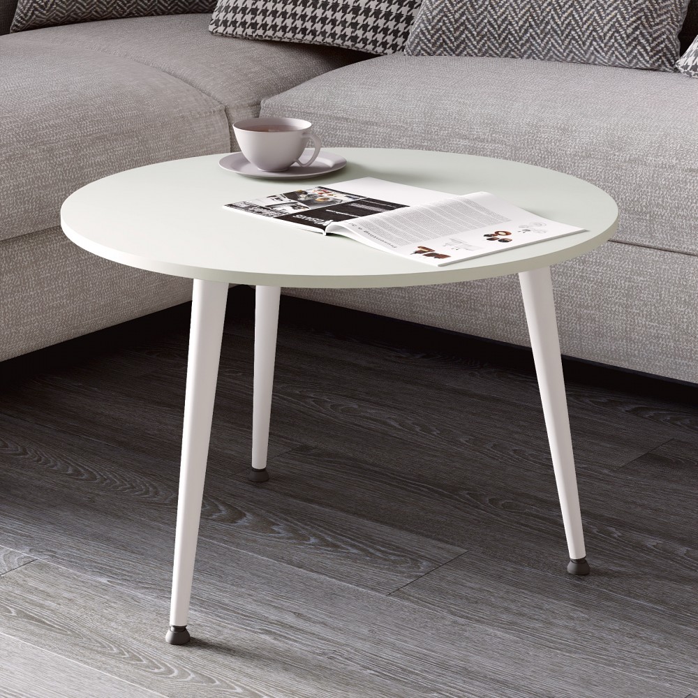 Журнальний круглий стіл OPTIMA 1 ніжки конусні Ferrum-decor 450x670x670 Білий метал ДСП Кашемір 16 мм (FRD-107540)