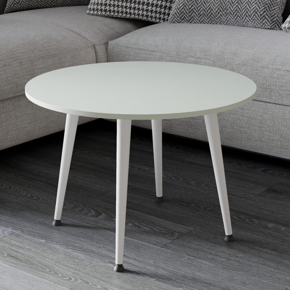 Журнальний круглий стіл OPTIMA 2 ніжки конусні Ferrum-decor 450x670x670 Білий метал ДСП Кашемір 16 мм (FRD-107550)