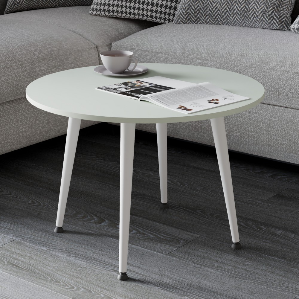 Журнальний круглий стіл OPTIMA 2 ніжки конусні Ferrum-decor 450x670x670 Білий метал ДСП Кашемір 16 мм (FRD-107550)
