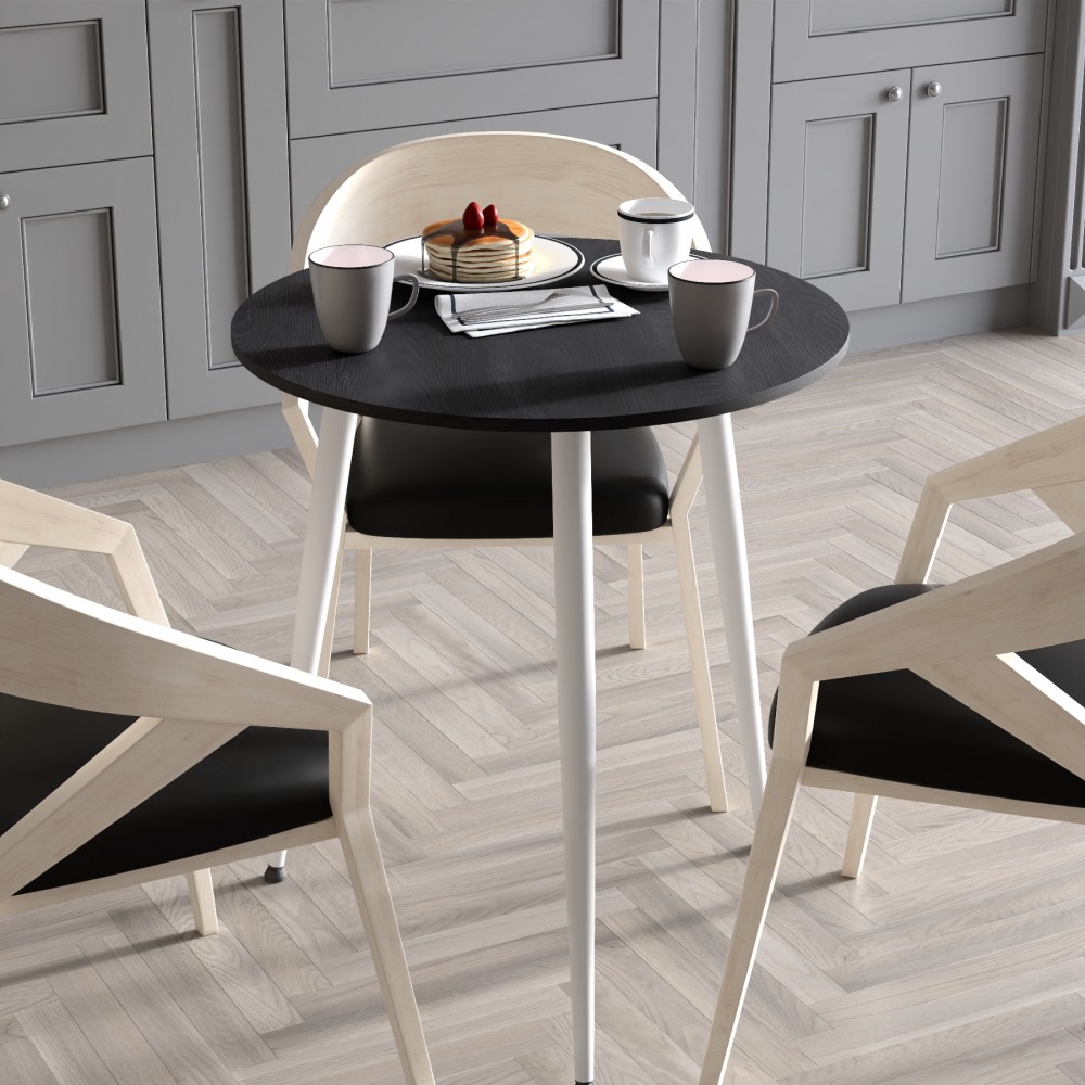 Круглий стіл OPTIMA 3 ніжки конусні Ferrum-decor 750x670x670 Білий метал ДСП Дуб Каштан Арвадонна 16 мм (FRD-107560)