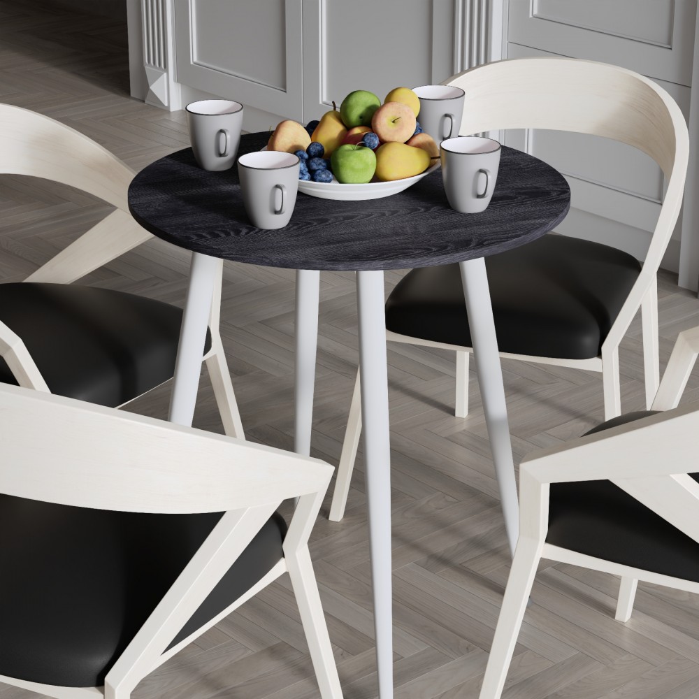 Круглий стіл OPTIMA 4 ніжки конусні Ferrum-decor 750x670x670 Білий метал ДСП Каштан Арвадонна 16 мм (FRD-107570)