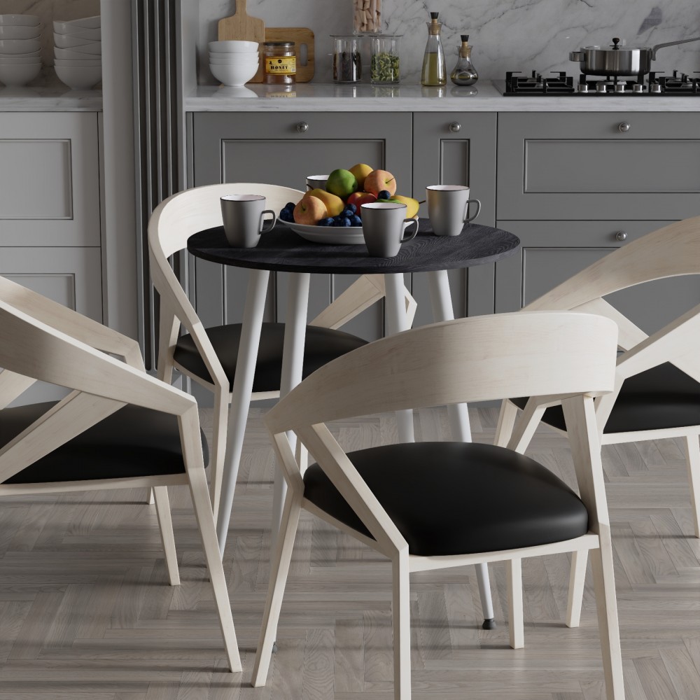 Круглий стіл OPTIMA 4 ніжки конусні Ferrum-decor 750x670x670 Білий метал ДСП Каштан Арвадонна 16 мм (FRD-107570)