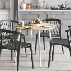 Круглий стіл OPTIMA 5 ніжки конусні Ferrum-decor 750x900x900 Білий метал ДСП Дуб Артизан 16 мм (FRD-107490)