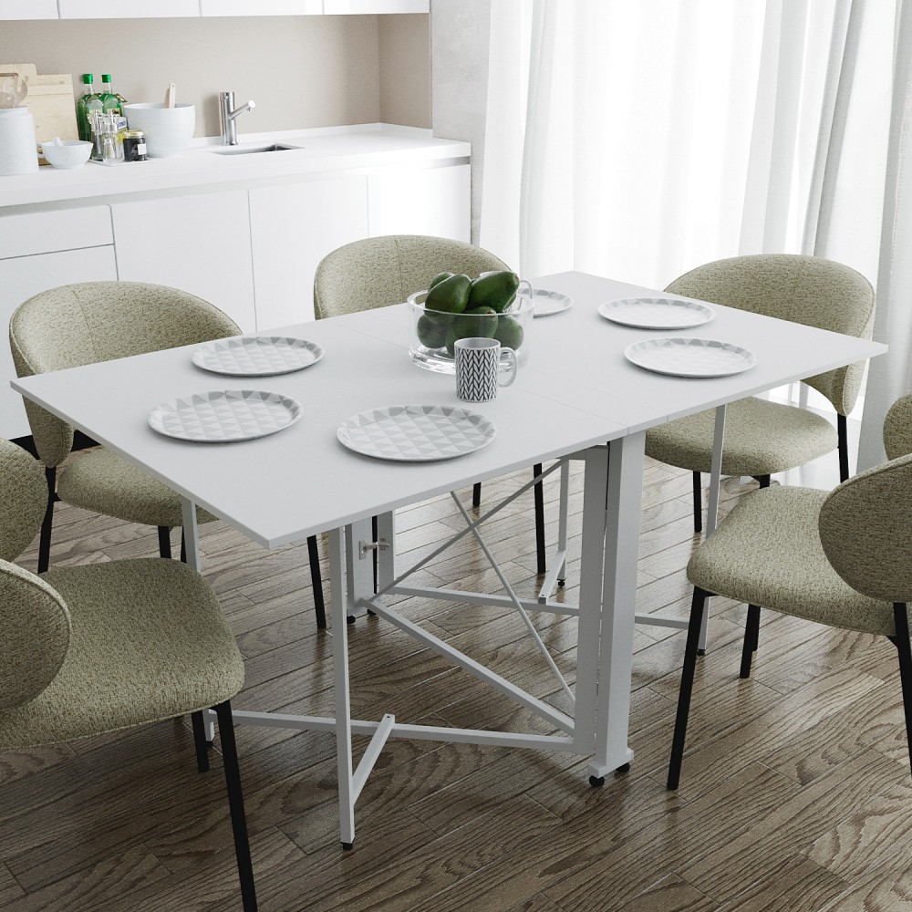 Обідній стіл трансформер книжка Оріон Pro Ferrum-decor 75x152x90 Білий метал ДСП Білий 16 мм (FRD-107410)