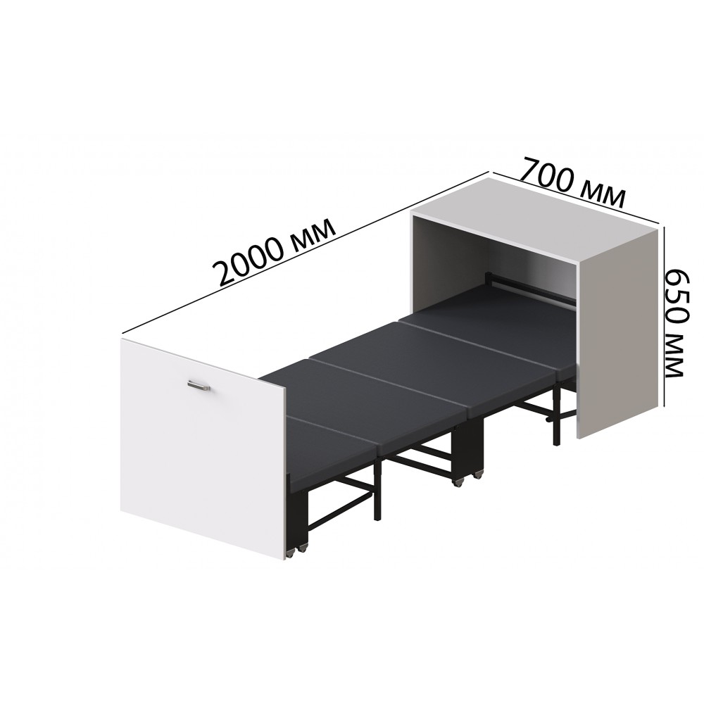 Ліжко трансформер тумба ASCET 2 Ferrum-decor 650x2000x700 Чорний метал ДСП Білий 16 мм (FRD-107330)