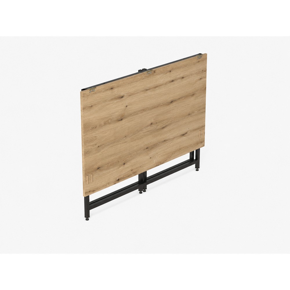 Стол трансформер раскладной Слай Ferrum-decor 75x100x60 Черный металл ДСП Дуб Дуб Евок Прибрежный 16 мм (FRD-107820)