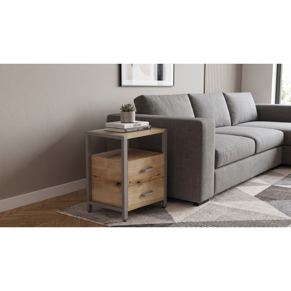 Тумба универсальная Ferrum-decor Вивьен 2/2 50x41x40 серый ДСП Дуб Евок Прибрежный 16мм (FRD-107770)