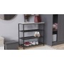 Полка для обуви Слайм 3 Ferrum-decor 635x630x260 Черный металл ДСП Бетон 16 мм (FRD-106838)
