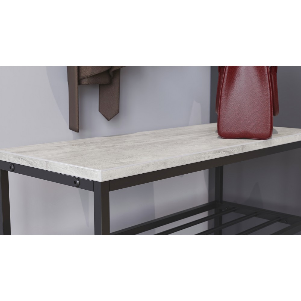 Полка для обуви Слайм 3 Ferrum-decor 635x630x260 Черный металл ДСП Бетон 16 мм (FRD-106838)