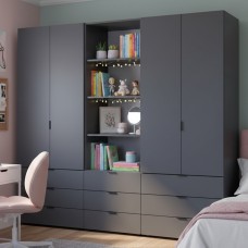 Шафа для одягу Doros Гелар Графіт 2+2ДСП з пеналом 215х49.5х203.4 (DRS-011916)