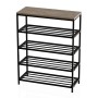 Полка для обуви Слайм 4 Ferrum-decor 820x630x260 Черный металл ДСП Дуб Сан-Марино 16 мм (FRD-106839)