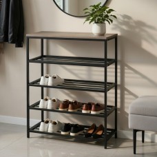 Полка для обуви Слайм 4 Ferrum-decor 820x630x260 Черный металл ДСП Дуб Сан-Марино 16 мм (FRD-106839)