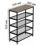 Полка для обуви Слайм 4 Ferrum-decor 820x630x260 Черный металл ДСП Дуб Сан-Марино 16 мм (FRD-106839)