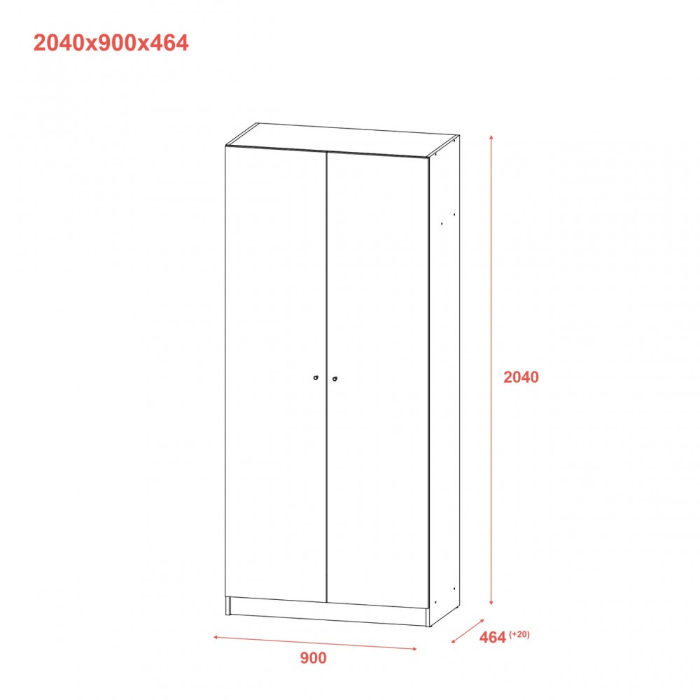 Шафа для одягу Doros Промо Антрацит 2 ДСП 90х48х204 (44900523) (DRS-012158)