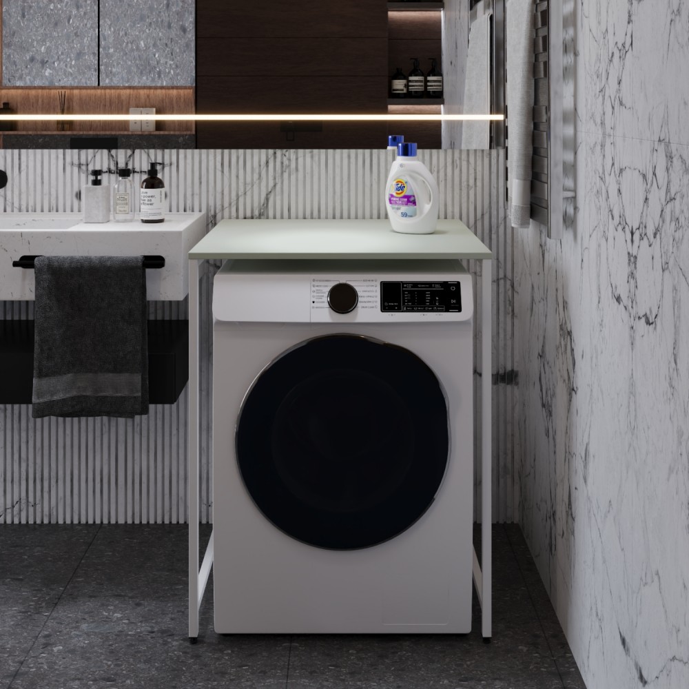 Стеллаж полка Бафрум 401 Ferrum-decor для стиральной машины 90x70,5x60,5 Белый металл ДСП Кашемир 16 мм (FRD-107581)