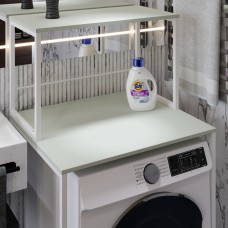 Стеллаж полка Бафрум 402 Ferrum-decor для стиральной машины 133,5x70,5x60,5 Белый металл ДСП Кашемир 16 мм (FRD-107591)