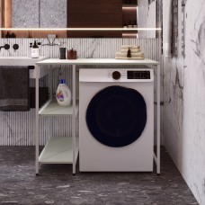 Стелаж-полиця Бафрум 405 Ferrum-decor для пральної машини 90x101x60,5 Білий метал ДСП Кашемір 16 мм (FRD-107621)