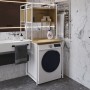 Стелаж-полиця Бафрум 403 Ferrum-decor для пральної машини 178x70,5x60,5 Білий метал ДСП Дуб Артизан 16 мм (FRD-107381)