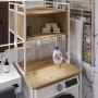 Стелаж-полиця Бафрум 403 Ferrum-decor для пральної машини 178x70,5x60,5 Білий метал ДСП Дуб Артизан 16 мм (FRD-107381)