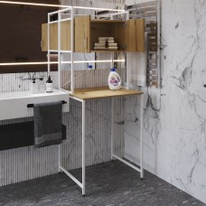 Стелаж-полиця Бафрум 404 Ferrum-decor для пральної машини 178x70,5x60,5 Білий метал ДСП Дуб Артизан 16 мм (FRD-107391)